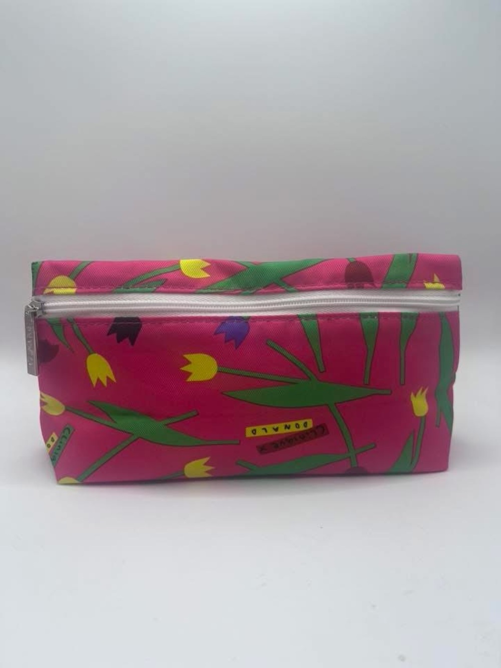 Clinique Hot Pink Tulip Print Cosmetic Pouch